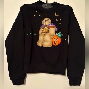 Vintage 90s Halloween Pullover Sweatshirt Bear Print DIY Puffy Paint Sz M